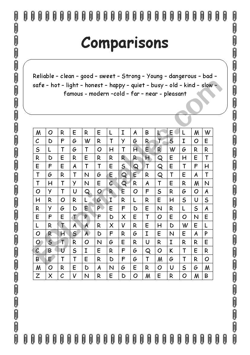 WORDSEARCH ADJECTIVES worksheet