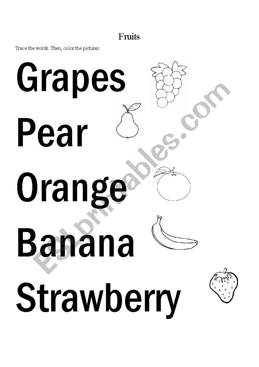 Fruits worksheet