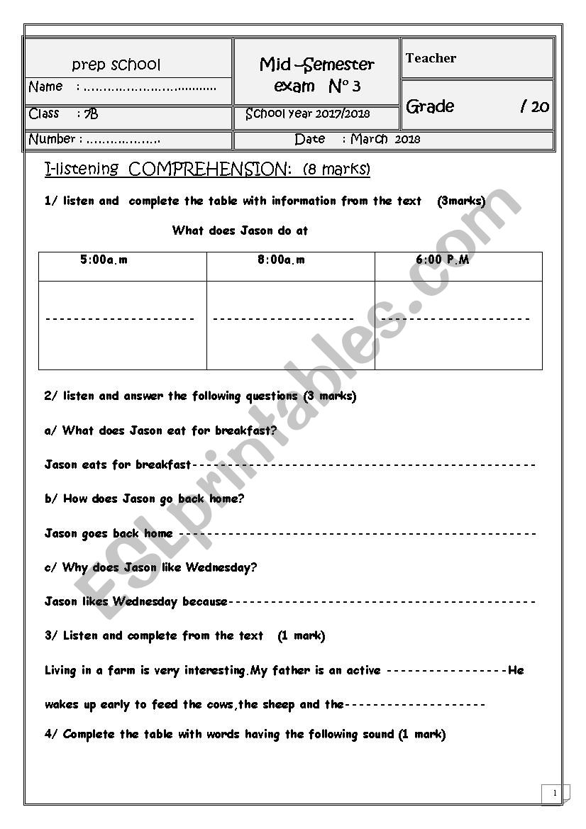 7th mid term 2 worksheet