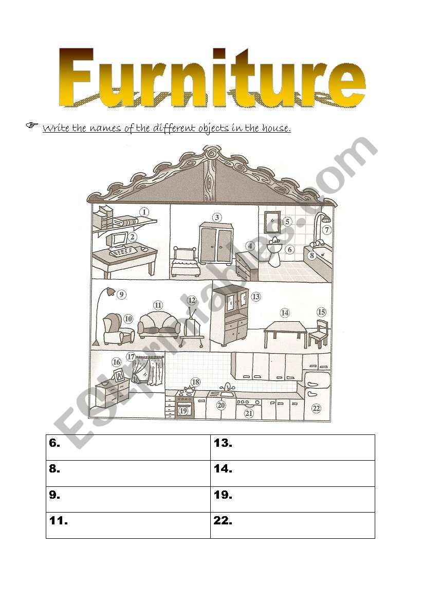 Furniture worksheet