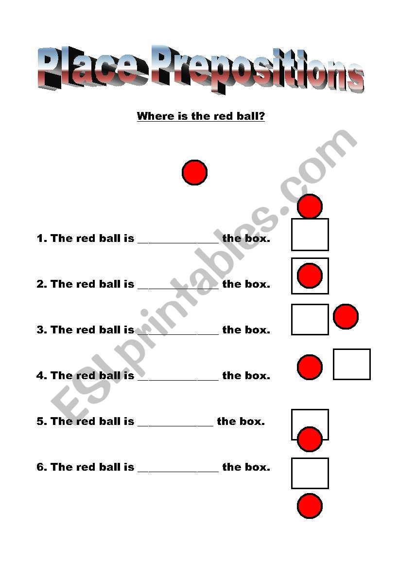 Place prepositions worksheet