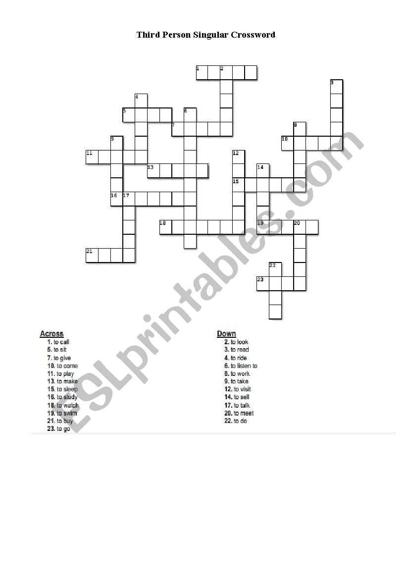 Third Person Singular Crossword