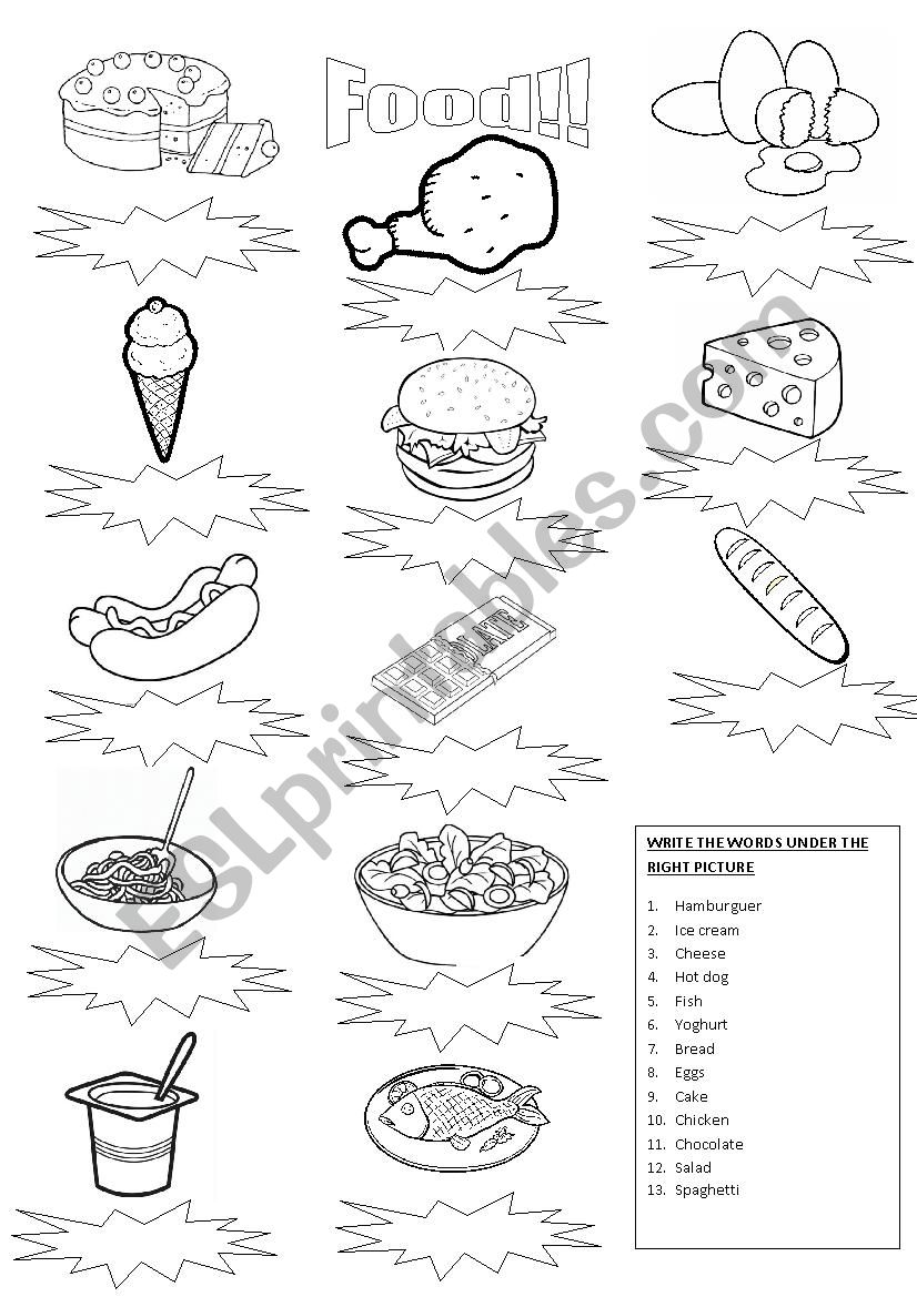 Food worksheet Food worksheet