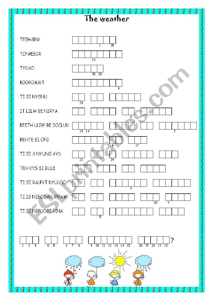 weather double puzzle worksheet