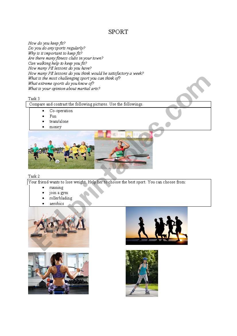 Sport worksheet