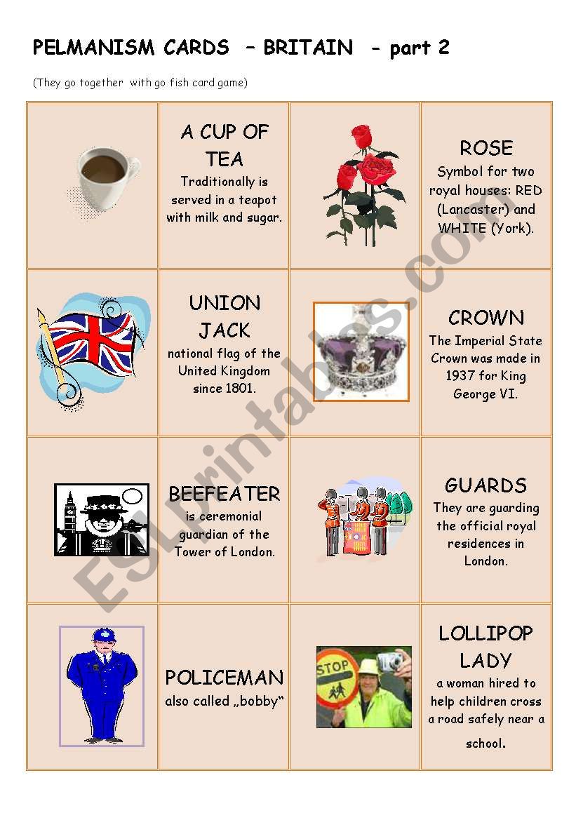 ENGLAND - pelmanism cards - part 2 of 4