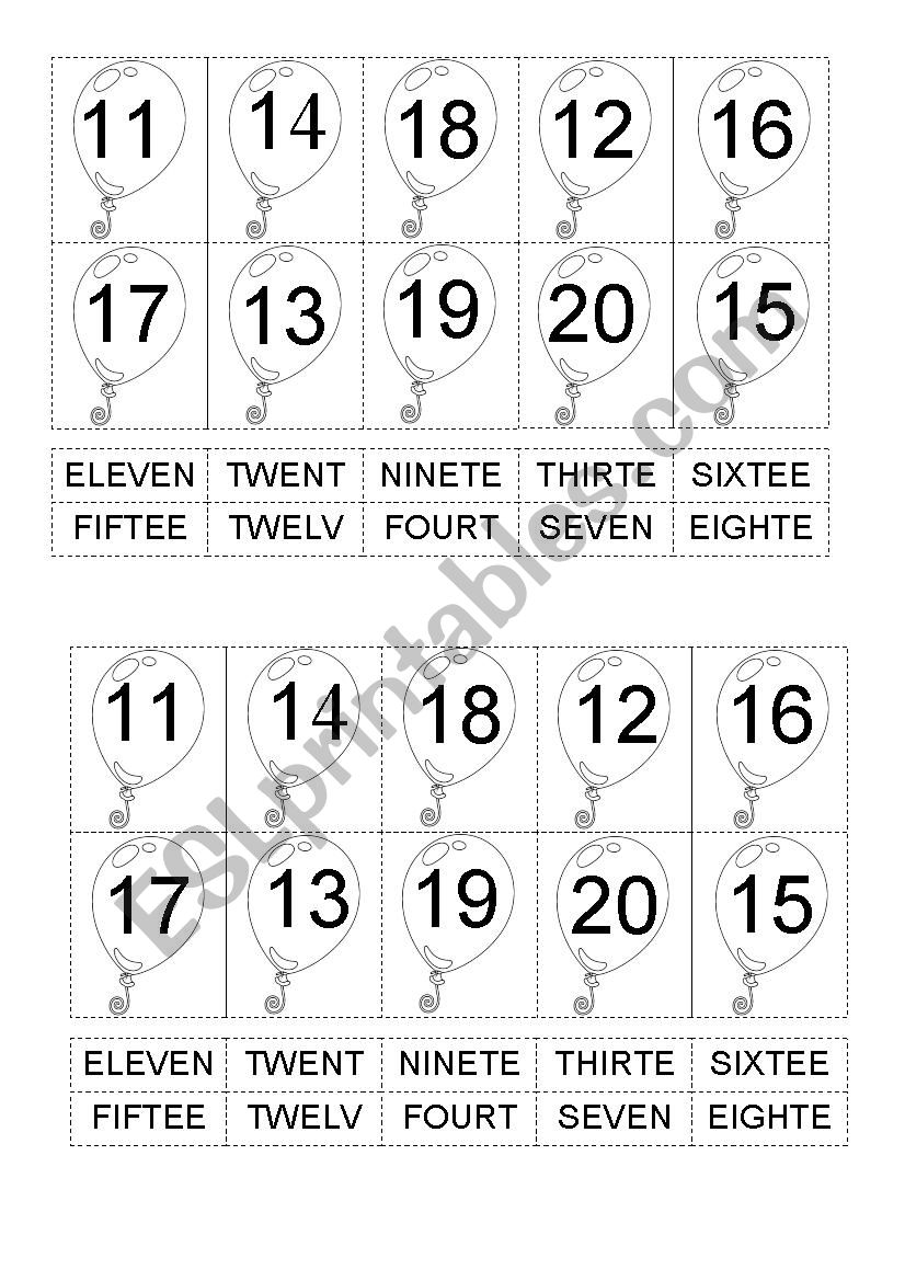 NUMBERS 11-20 worksheet