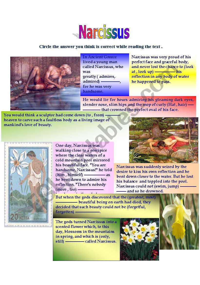 Narcissus, the Myth worksheet