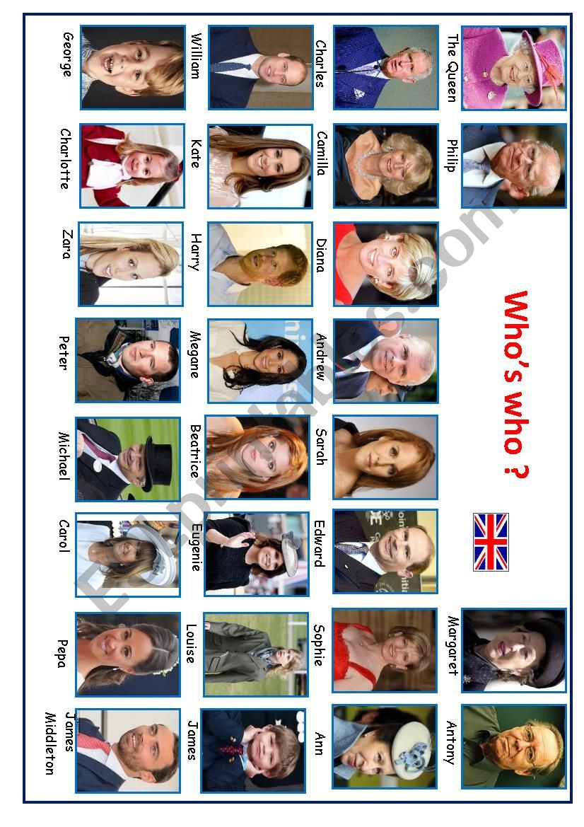 Whos who? Royal Family worksheet