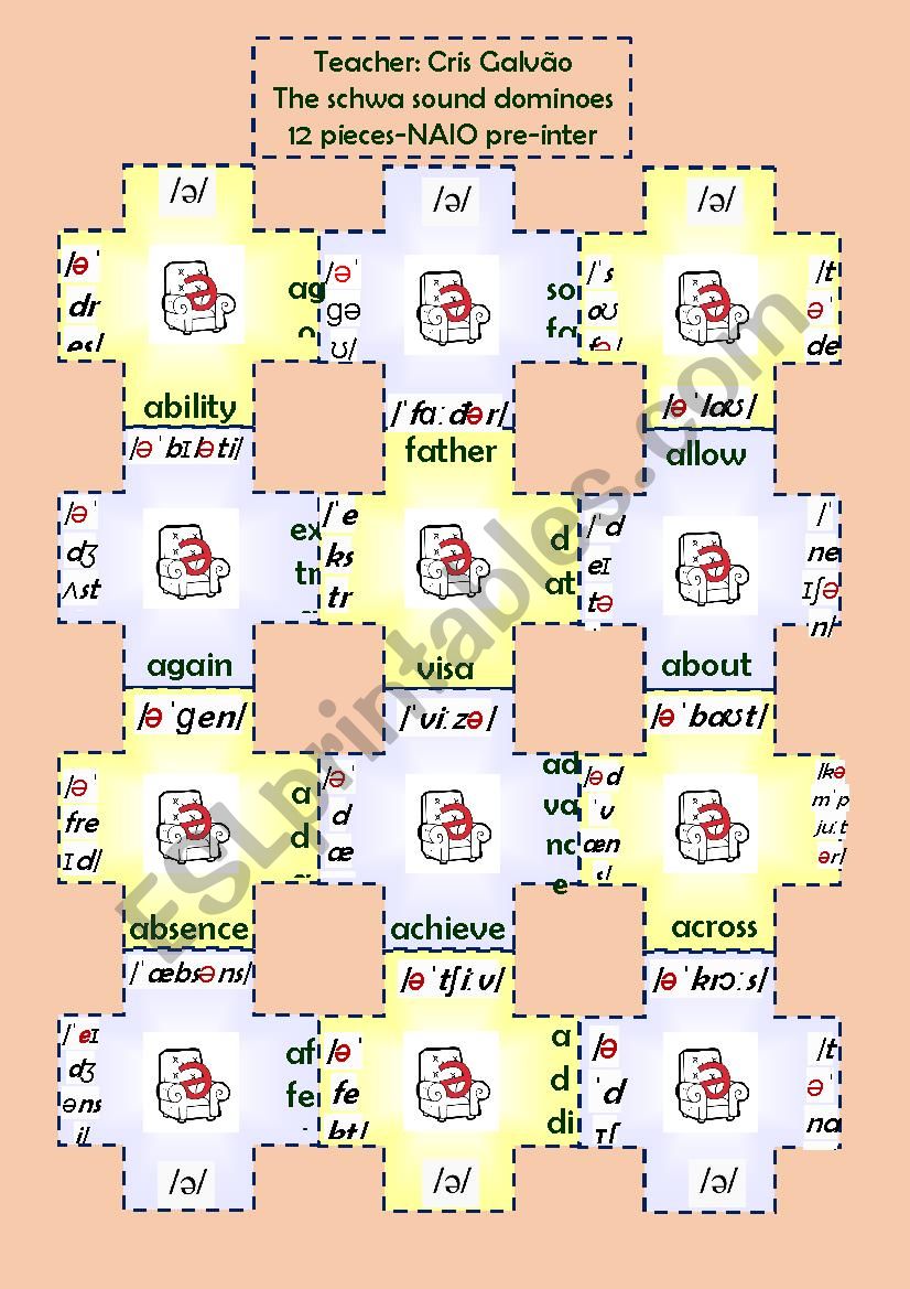 THE SCHWA SOUND DOMINOES GAME- STUDENTS LEARNED IT BY PLAYING