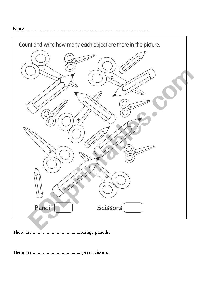 How many objects are there? worksheet