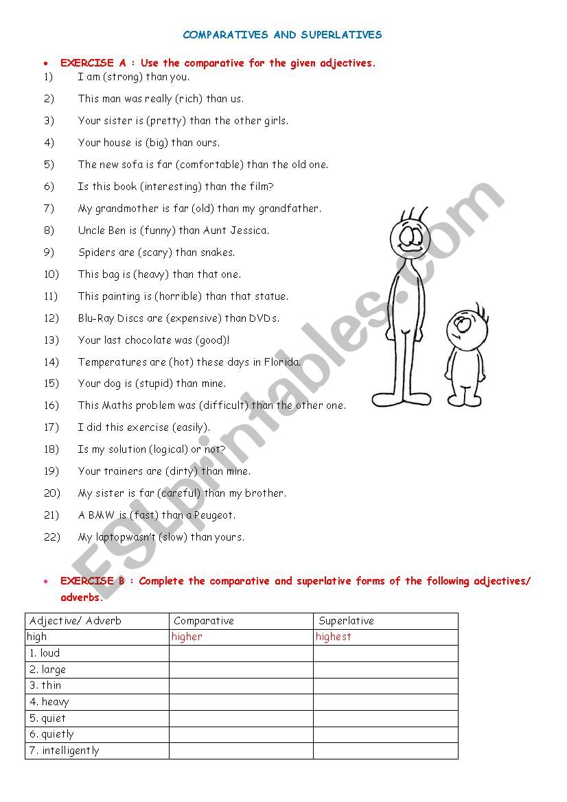 Comparatives and Superlatives worksheet