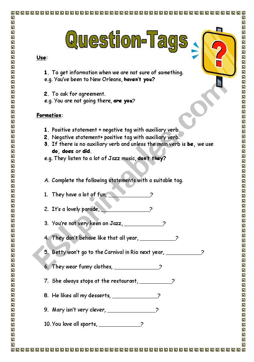 Question-Tags worksheet