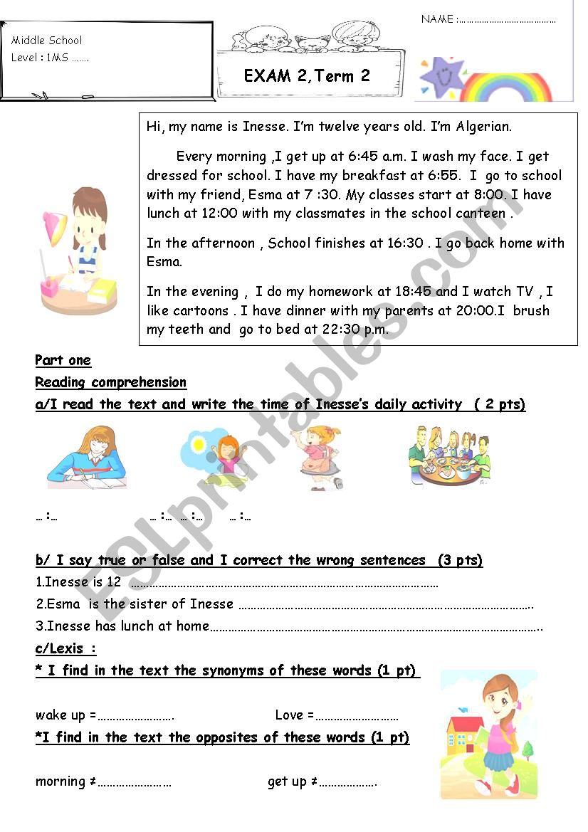 daily routines worksheet