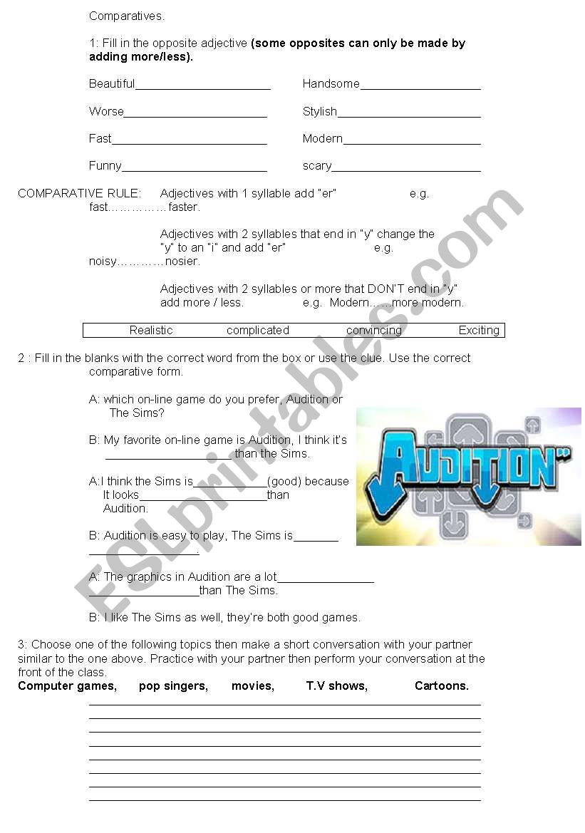 Comparatives worksheet