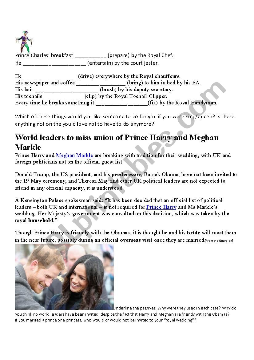Prince Harry wedding, Passive, Speaking, Reading