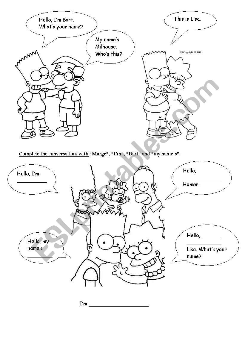 The Simpsons: introductions worksheet