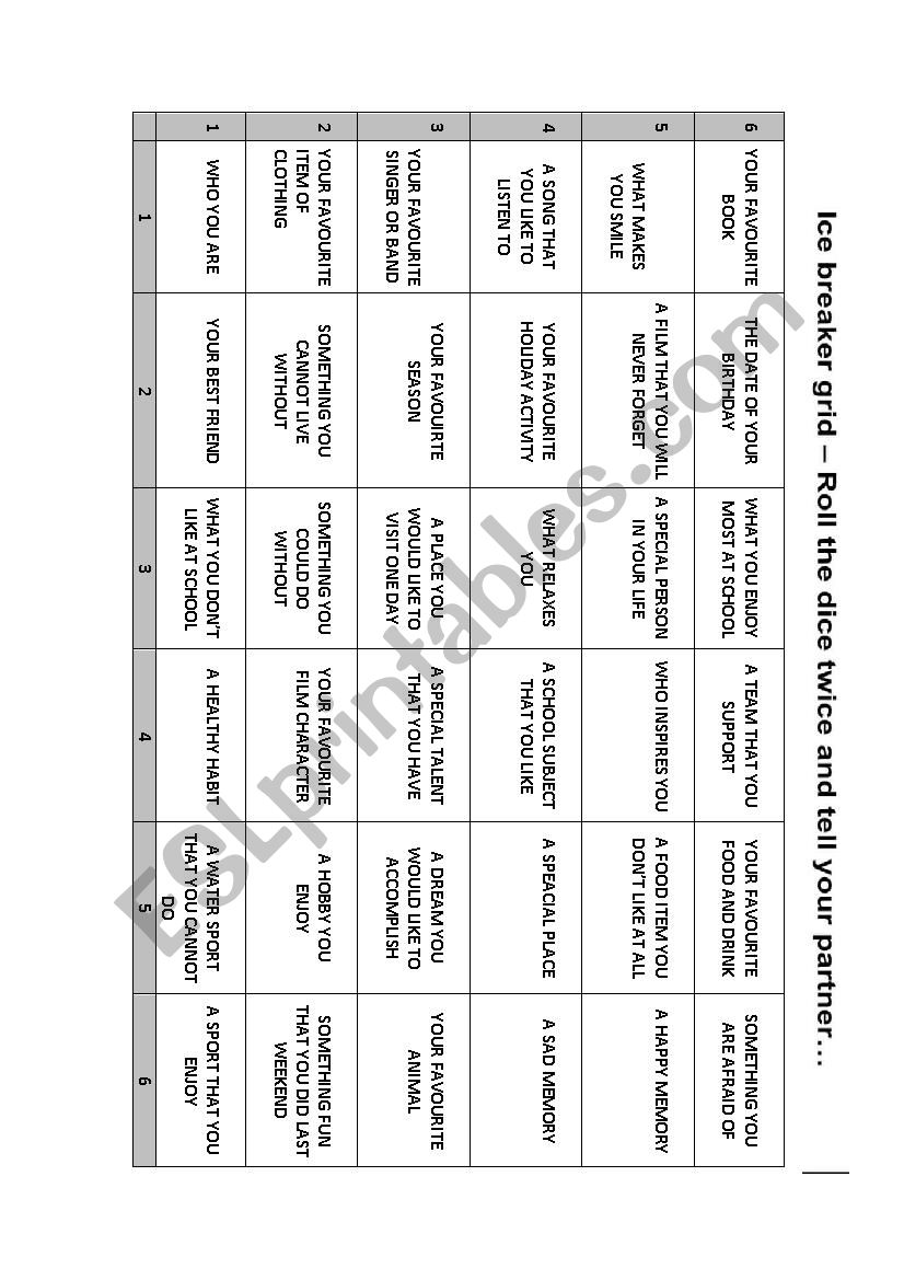 Ice-breaker worksheet