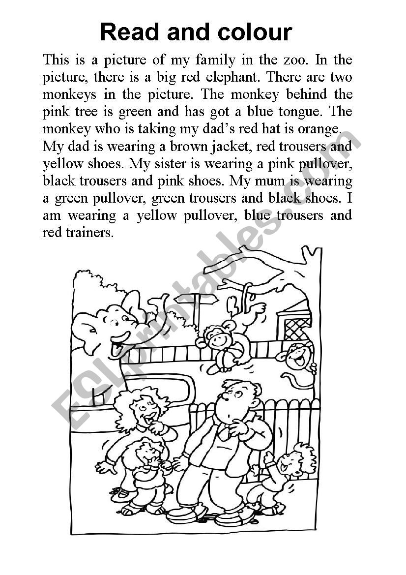 read and colour worksheet