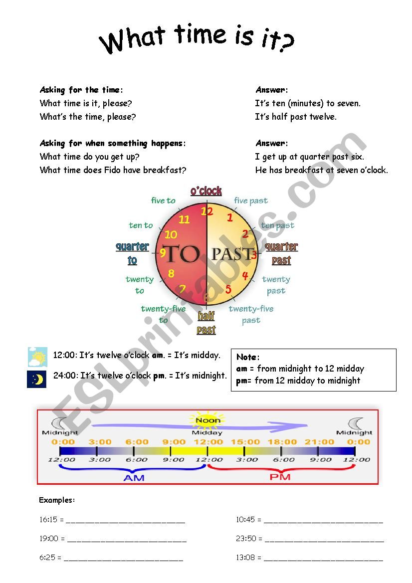 Whats the time? worksheet