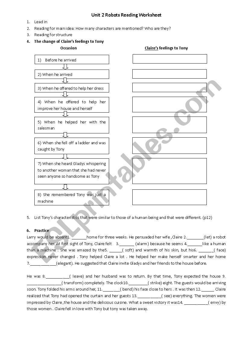 robot worksheet worksheet