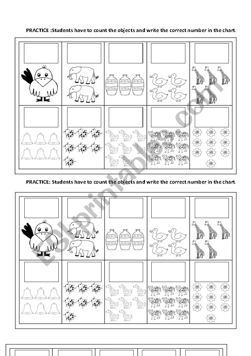 Stundents count the objects. worksheet