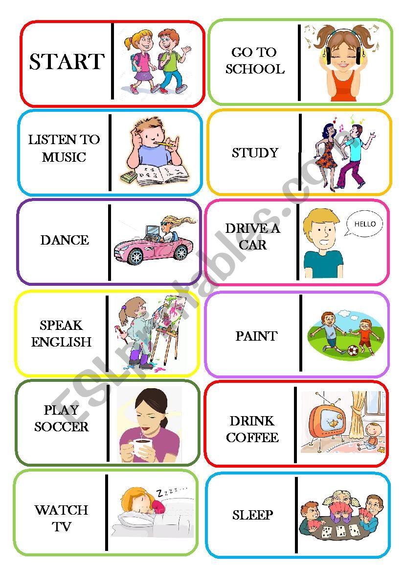 Domino - actions - PART 1 worksheet