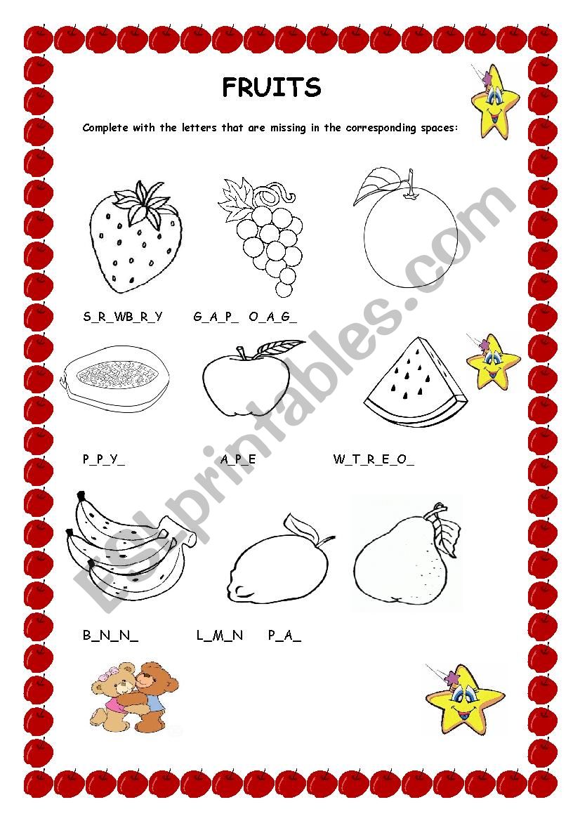 FRUITS worksheet