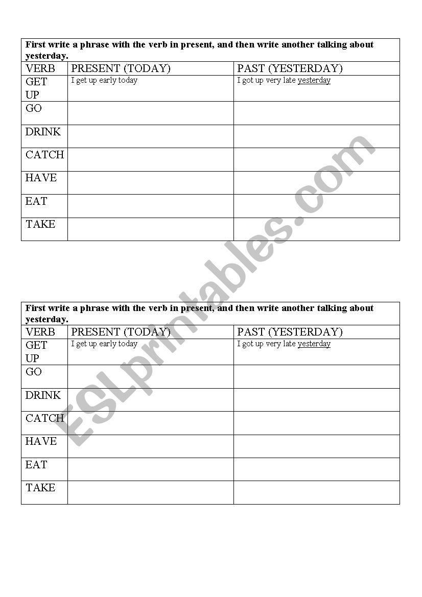 PRESENT AND PAST worksheet