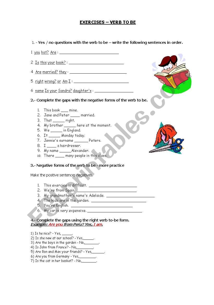 Verb - TO Be Exercises worksheet