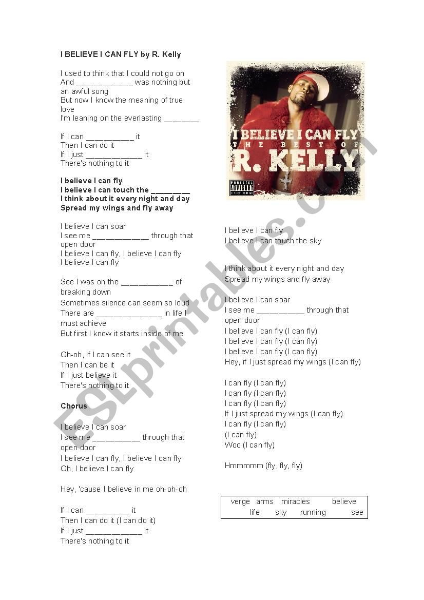 I BELIEVE I CAN FLY (SONG) worksheet