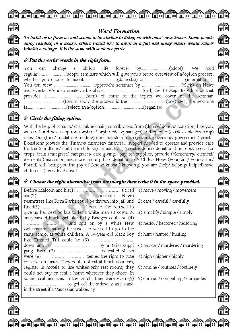 Word formation worksheet