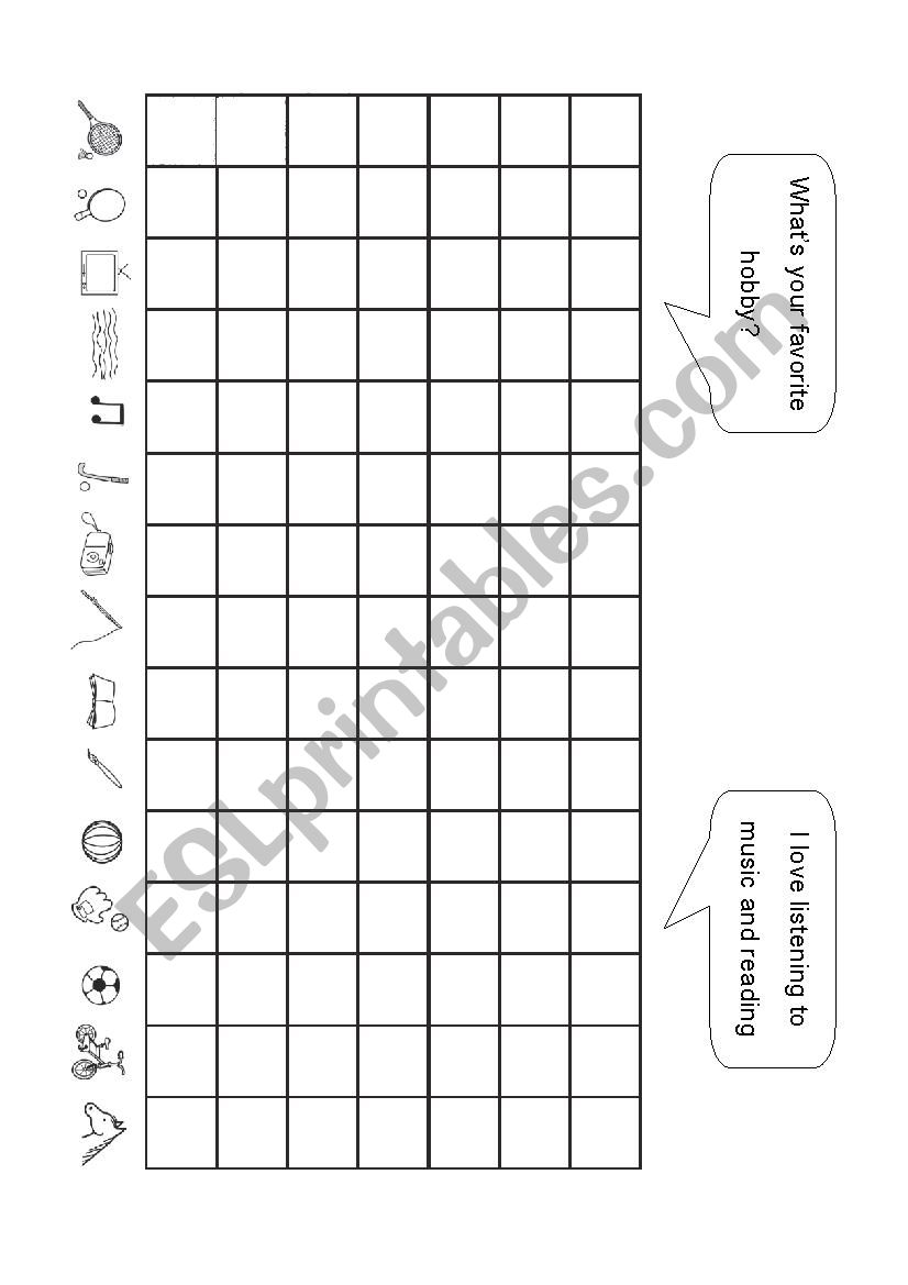 Our Hobbies worksheet