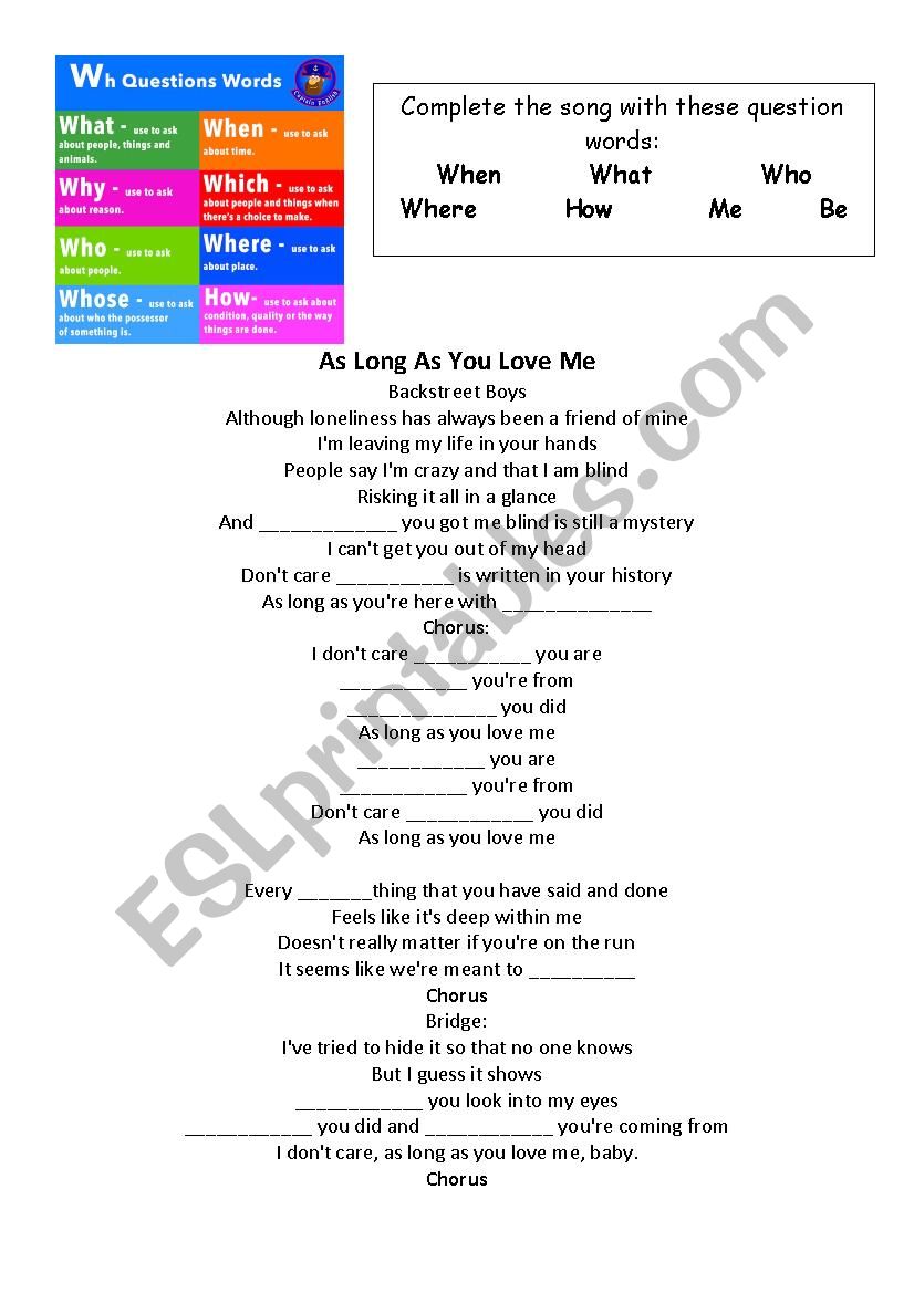 WH QUESTIONS LISTENING worksheet