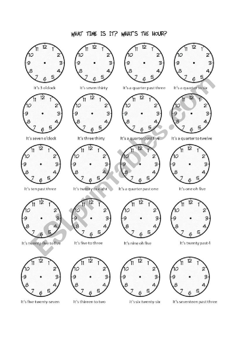 What time is it? What´s the hour? ESL worksheet by missake2