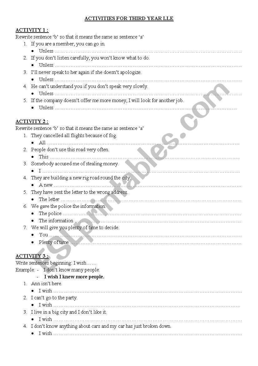 grammar worksheet