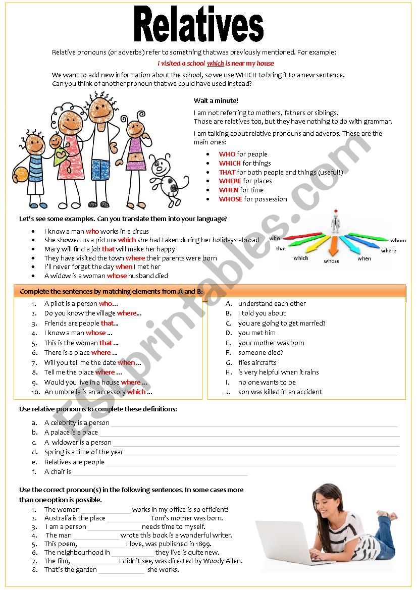 RELATIVES worksheet