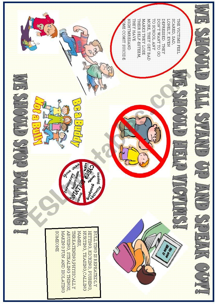 Anti bullying poster to be used as a model for final task