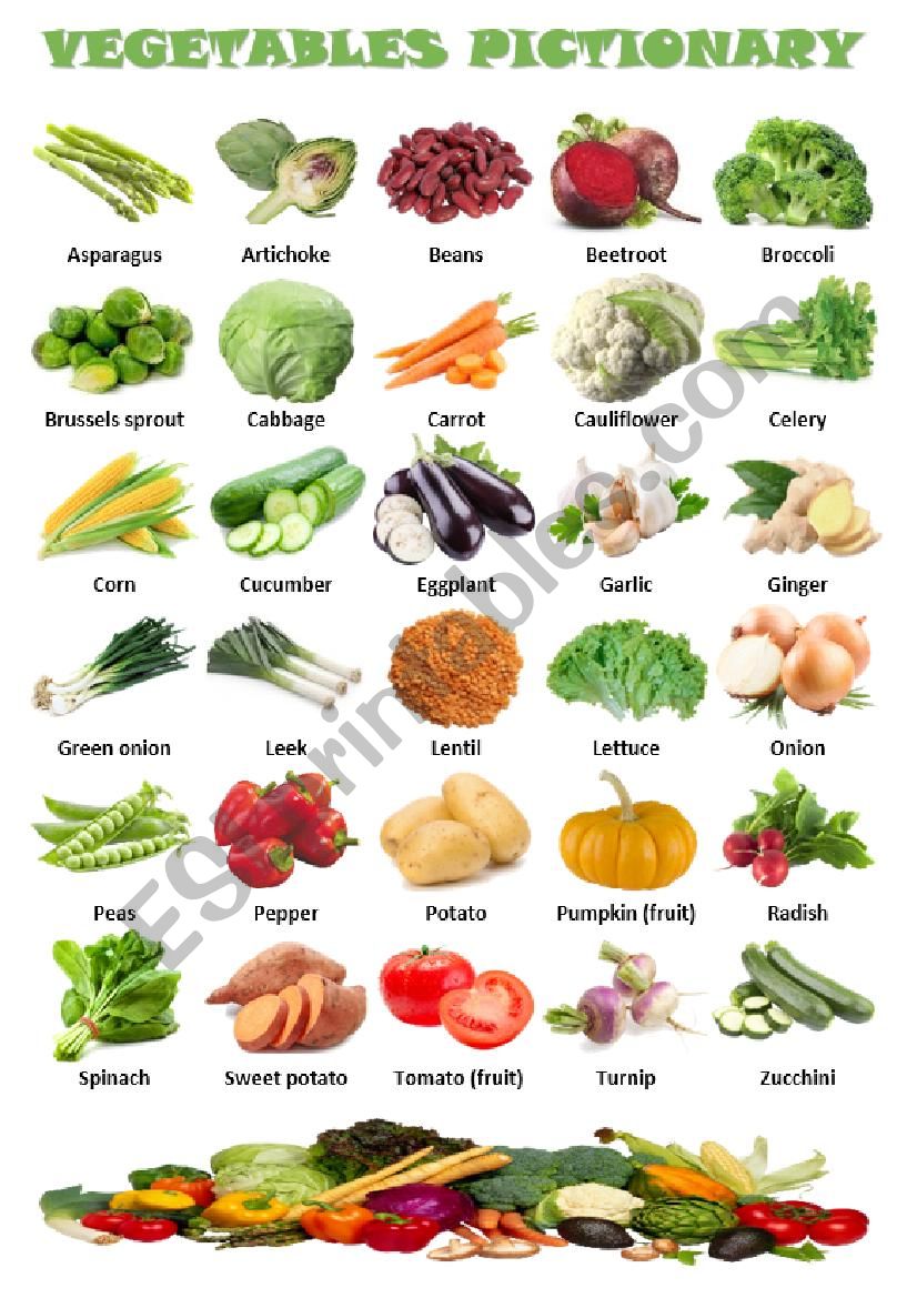 Vegetables pictionary worksheet