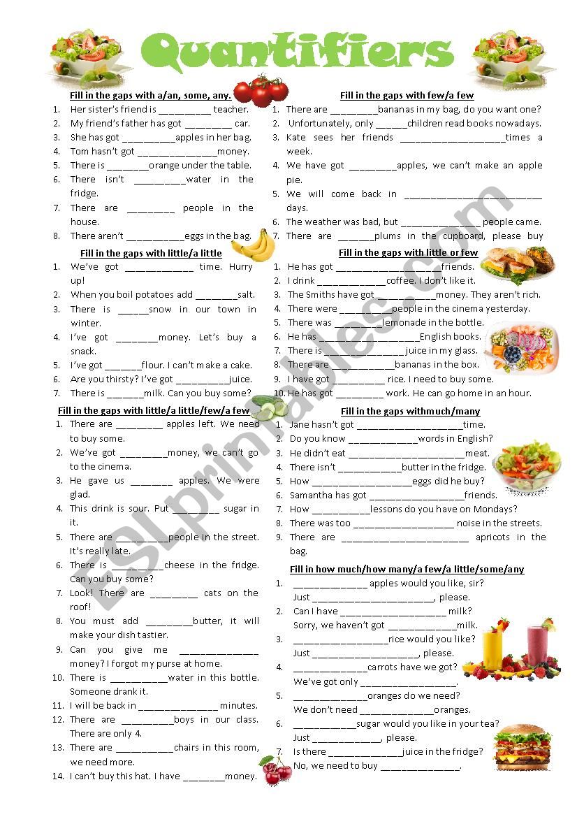 Quantifiers worksheet