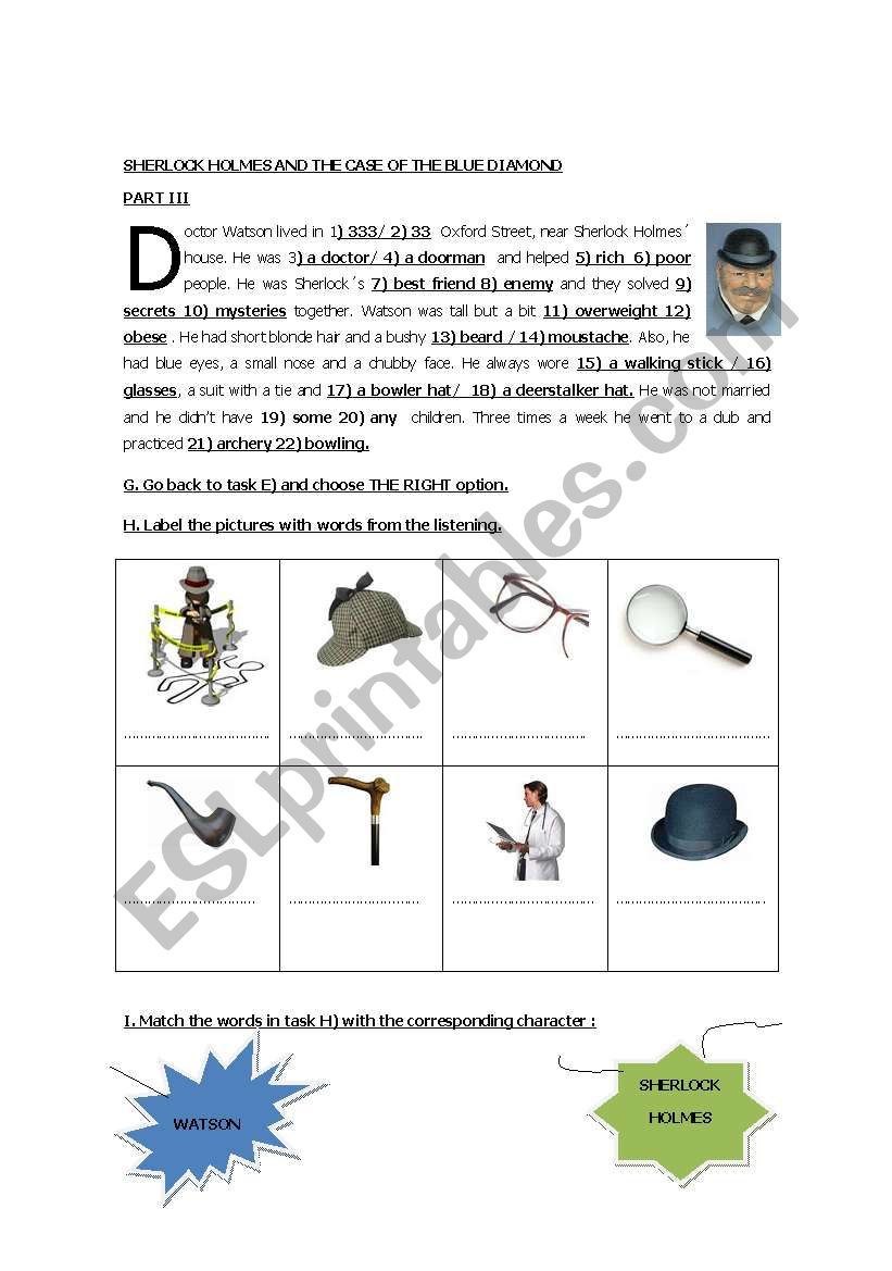 Sherlock Holmes worksheet