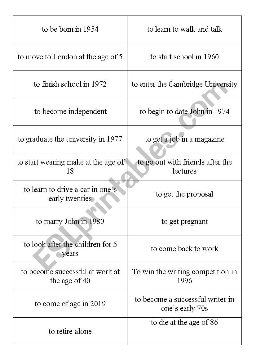 Ages and Stages warm-up cards worksheet