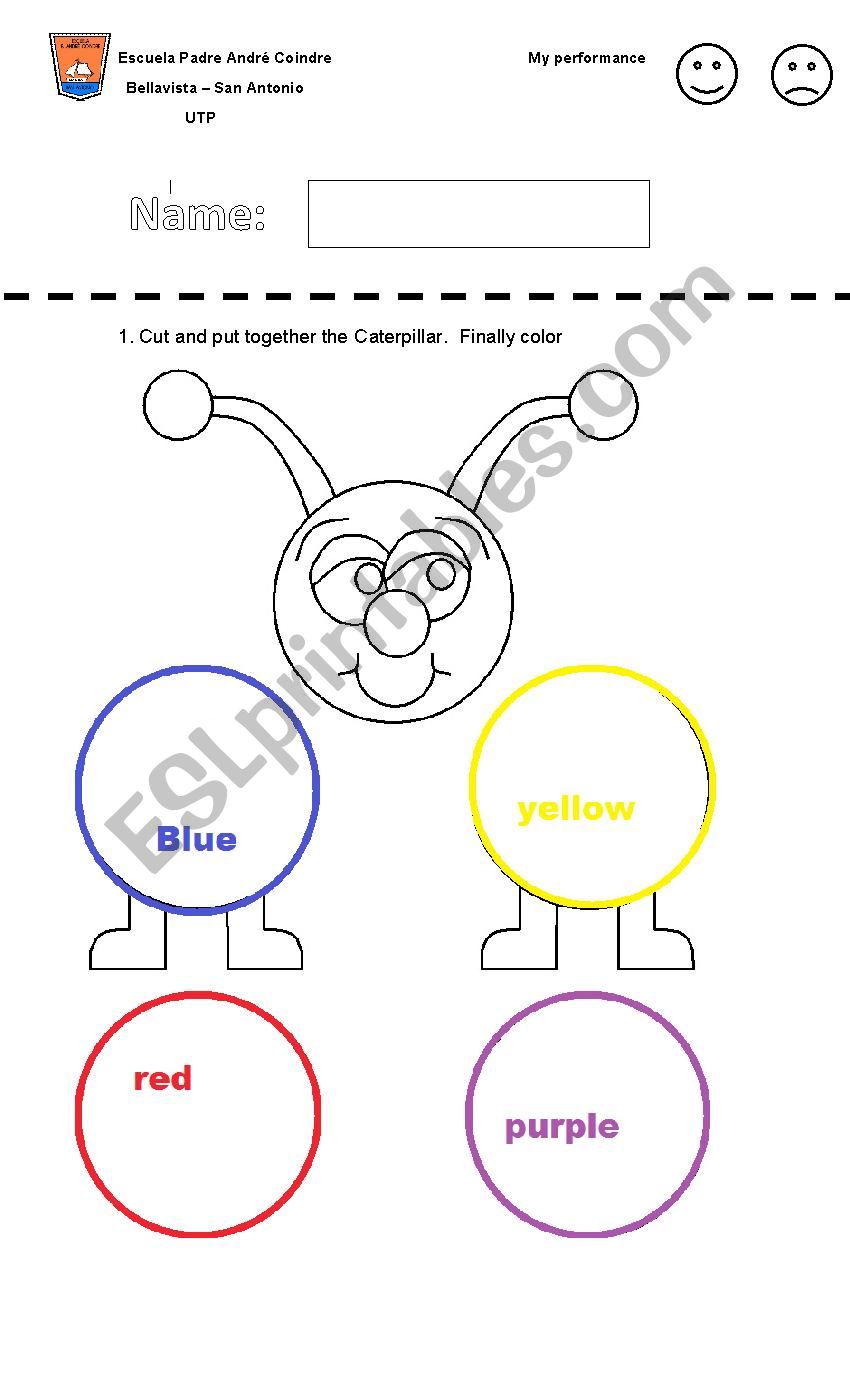 catepillars colors  worksheet