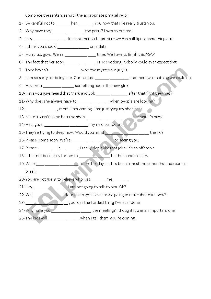 Phrasal Verbs worksheet