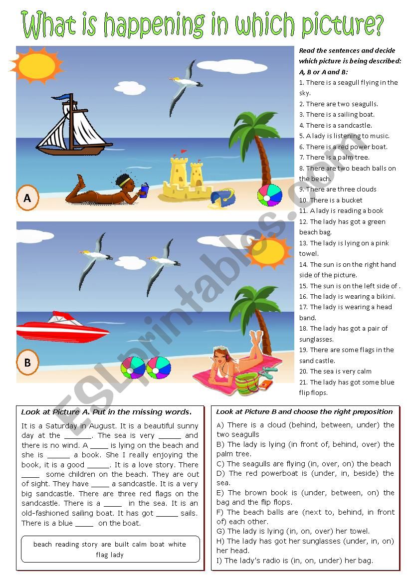 picture description exercises esl worksheet by cunliffe