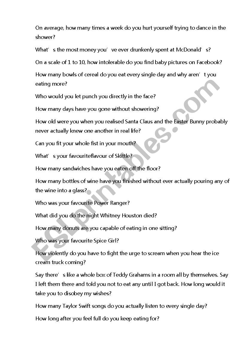 Crazy Job Interview Questions worksheet