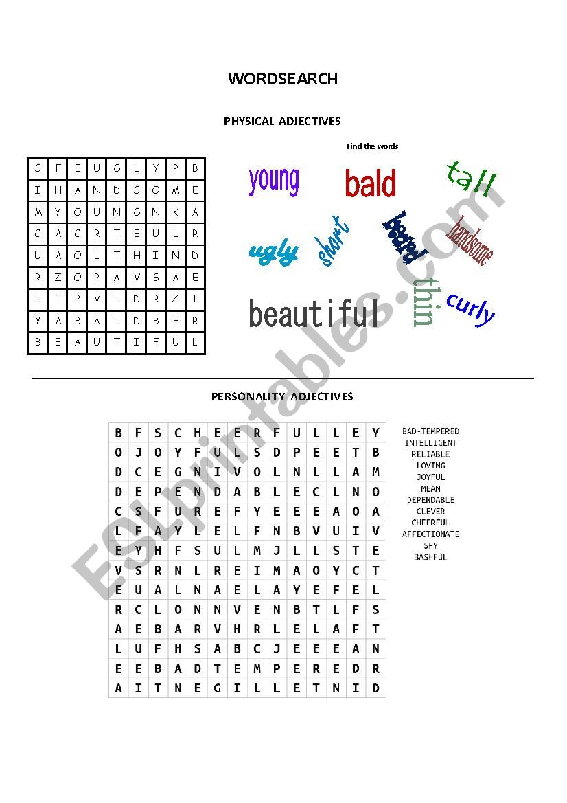ADJECTIVES worksheet