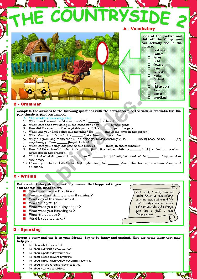 The Countryside 2 (Vocabulary, grammar, writing and speaking) + KEY