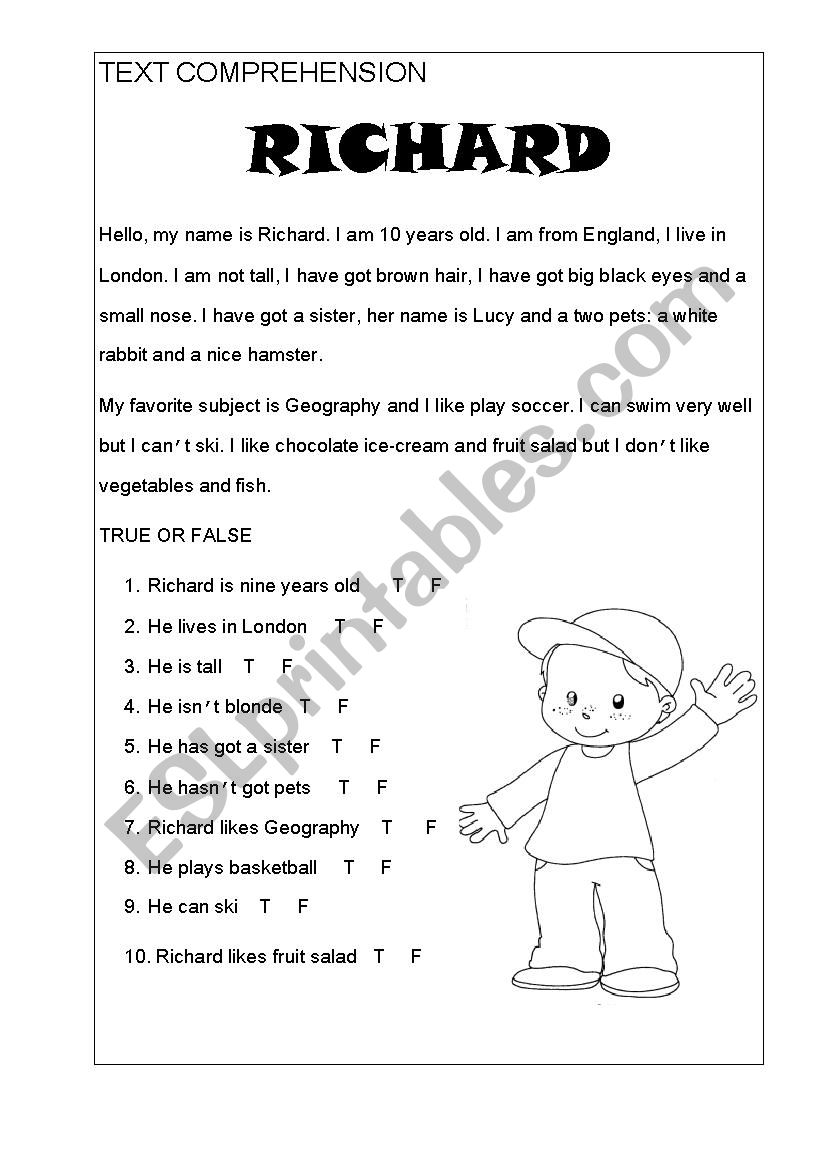 TEXT COMPREHENSION worksheet