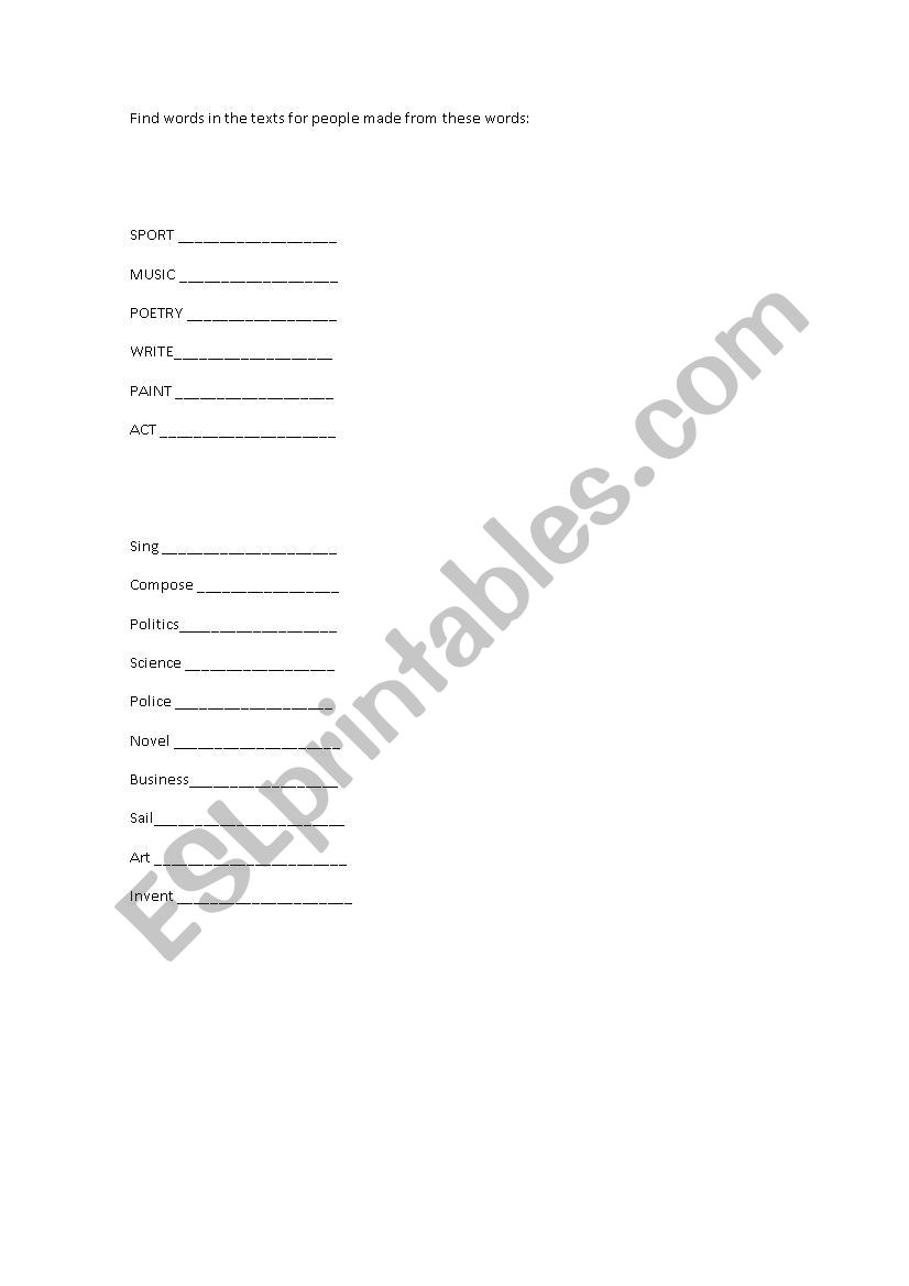 word formation worksheet